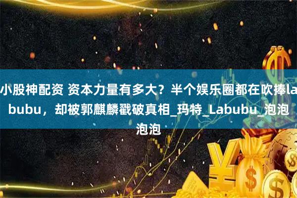 小股神配资 资本力量有多大？半个娱乐圈都在吹捧labubu，却被郭麒麟戳破真相_玛特_Labubu_泡泡